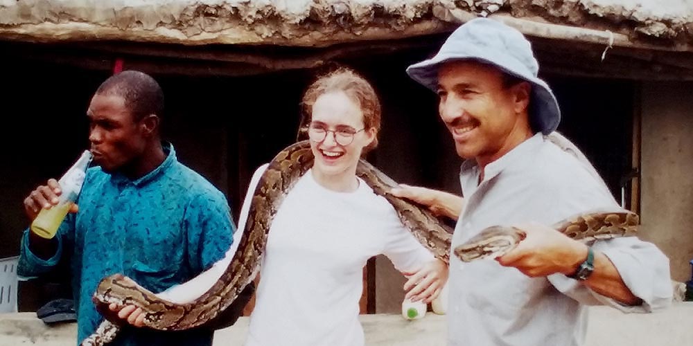 CLB, friends and 11 foot python in Ghana on EarthWatch.org expedition ...